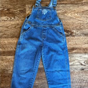 Guess Blue Denim Overalls with Logo Patch